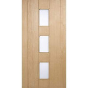 Copenhagen Oak Unfinished 3 Double Glazed Frosted Light Panels External Door - All Sizes - Doors