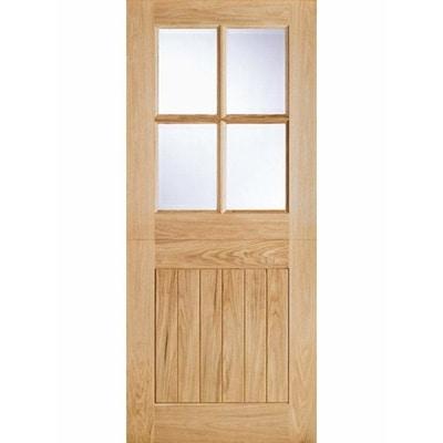 Cottage Stable Oak Unfinished 4 Double Glazed Clear Light Panels External Door - 2032mm x 813mm -