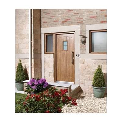 Cottage Oak Unfinished 1 Double Glazed Lead Light Panel External Door - 1981mm x 838mm -
