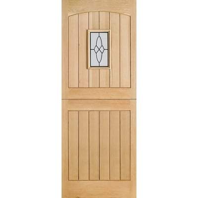 Cottage Stable Oak Unfinished 1 Double Glazed Lead Light Panel External Door - 1981mm x 762mm -