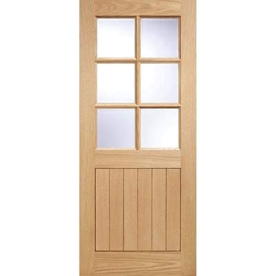 Cottage Oak Unfinished 6 Double Glazed Clear Light Panels External Door - All Sizes - Doors