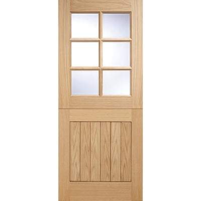 Cottage Stable Oak Unfinished 6 Double Glazed Clear Light Panels External Door - 1981mm x 838mm - Doors