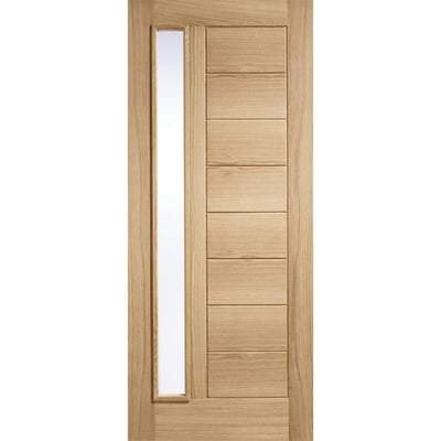 Goodwood Oak Unfinished 1 Double Glazed Frosted Light Panel External Door - 1981mm x 762mm -