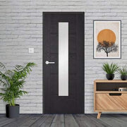 Vancouver Black Ash Pre-Finished Laminate 1 Glazed Clear Light Panel Interior Door - 1981mm x 762mm -