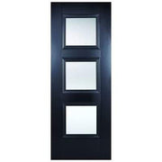 Amsterdam Black Primed 3 Glazed Clear Bevelled Light Panel Interior Door - 1981mm x 762mm -