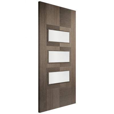 Apollo Chocolate Grey Pre-Finished 3 Glazed Clear Light Panels Interior Door - All Sizes - Doors