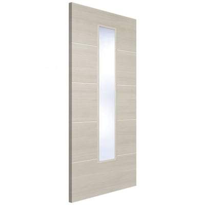 Santandor Ivory Laminated 1 Glazed Clear Light Panel Interior Door - 1981mm x 686mm - Doors