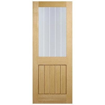 Oak Belize 1 Light Panel Silkscreen Glazed Un-Finished Internal Door - All Sizes - Doors