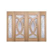 Majestic Oak Unfinished 7 Double Glazed Bevelled Zinc Clear Light Panels External Door - All Sizes - Doors