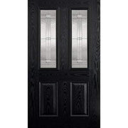 Malton Black GRP Pre-Finished 2 Double Glazed Lead Light Panels External Door - 1981mm x 838mm -