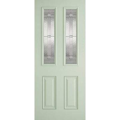 Malton Light Green GRP Pre-Finished 2 Double Glazed Lead Light Panels - 2032mm x 813mm -