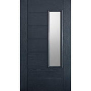 Newbury Grey GRP Pre-Finished 1 Double Glazed Frosted Light Panel External Door - 2032mm x 813mm -