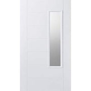 Newbury White GRP Pre-Finished 1 Double Glazed Frosted Light Panel External Door - 2032mm x 813mm -