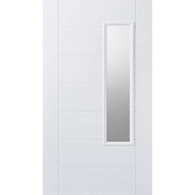 Newbury White GRP Pre-Finished 1 Double Glazed Frosted Light Panel External Door - 2032mm x 813mm -