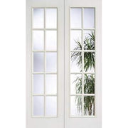 SA Moulded White Primed 10 Glazed Clear Light Panels Pair Interior Doors - 1981mm x 1168mm - Doors