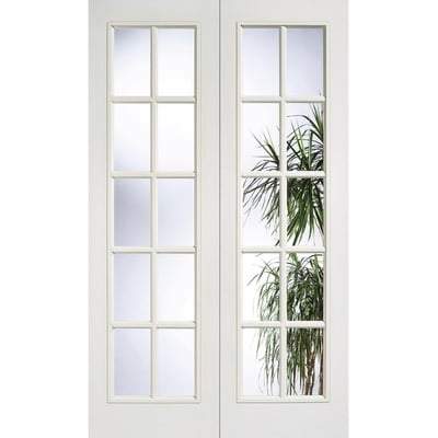 SA Moulded White Primed 10 Glazed Clear Light Panels Pair Interior Doors - 1981mm x 1168mm - Doors