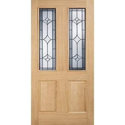 Salisbury Oak Unfinished 2 Part Obscure Double Glazed Light Panels External Door - 1981mm x 838mm -