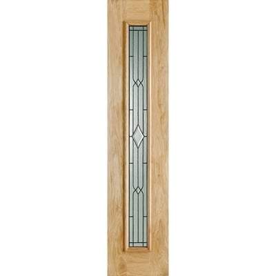 Universal Oak Unfinished 1 Double Glazed Lead Panel External Door Sidelight - 2057mm x 457mm - Doors