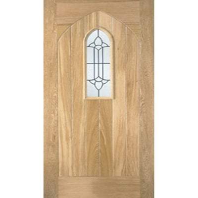 Westminster Oak Unfinished 1 Lead Glazed Light Panel External Door - All Sizes - Doors