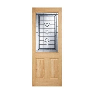 Winchester Oak Unfinished 1 Part Obscure Double Glazed Light Panel External Door - 1981mm x 762mm -