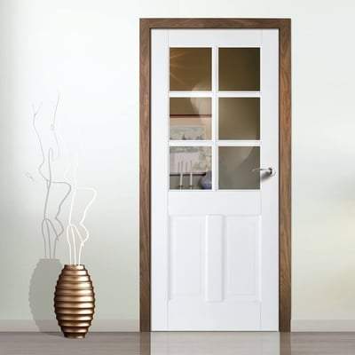 Canterbury White 6 Glazed Clear Light Panels Interior Door - 1981mm x 762m -