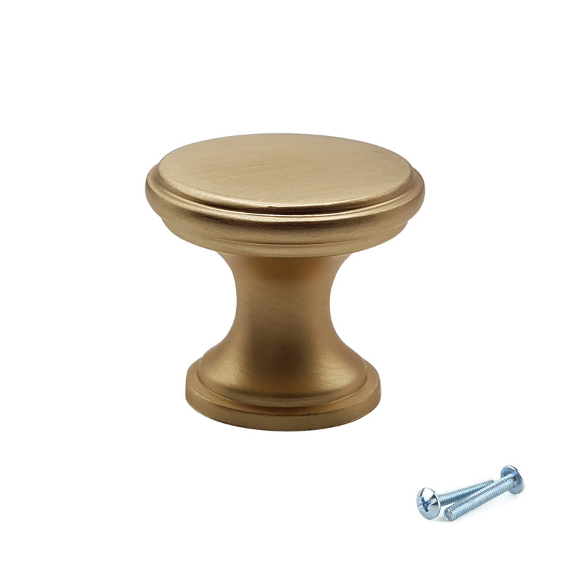 M4TEC Knob Handle Brushed Brass Doors, Drawers or Cupboards VG7 Series 25mm 10 pack - Hardware > Hardware Accessories > Cabinet Hardware > Cabinet Knobs & Handles Cabinet Knobs & Handles