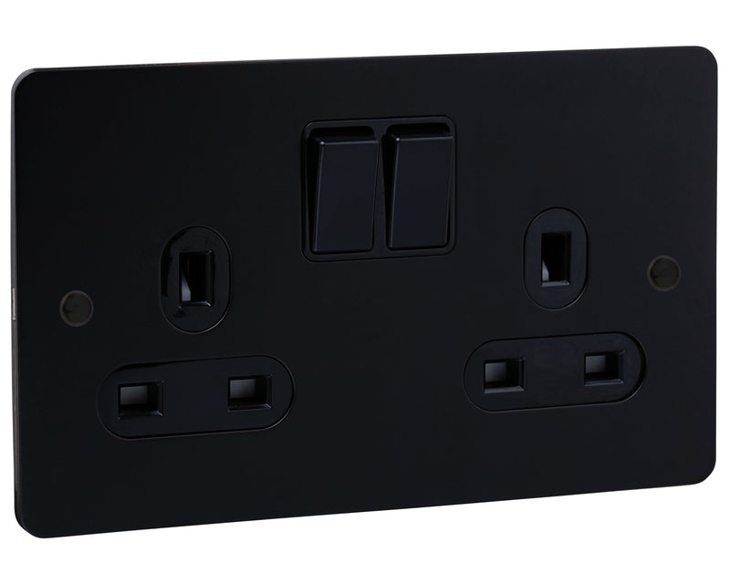 Caradok 2G Matt Black Socket - Black Screws - Home & Garden > Lighting Caradok - Heavy Metal - Black
