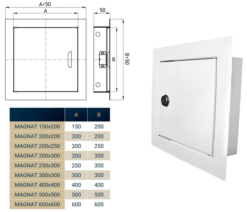 Access Panel Door Metal With Lock, White 200mm x 300mm - Hardware > Building Materials > Hatches