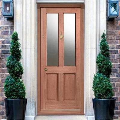 Malton Hardwood Dowelled 2 Double Glazed Frosted Light Panels External Door - All Sizes - Doors