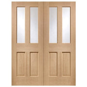 Malton Internal Oak Rebated Door Pair with Clear Bevelled Glass - Doors