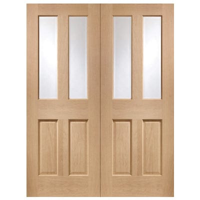 Malton Internal Oak Rebated Door Pair with Clear Bevelled Glass - Doors