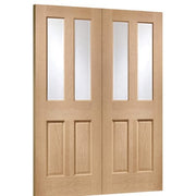 Malton Internal Oak Rebated Door Pair with Clear Bevelled Glass - Doors