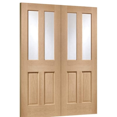Malton Internal Oak Rebated Door Pair with Clear Bevelled Glass - Doors