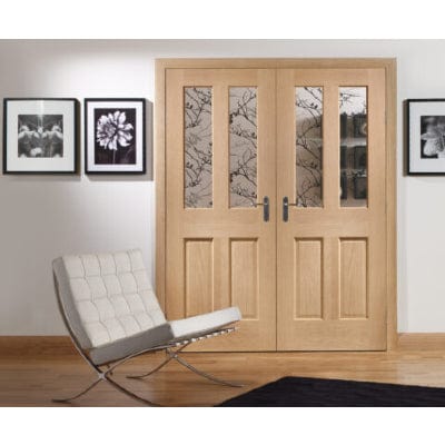 Malton Internal Oak Rebated Door Pair with Clear Bevelled Glass - Doors