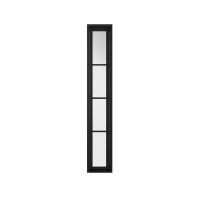 Vertical rectangular mirror with black frame on a white background