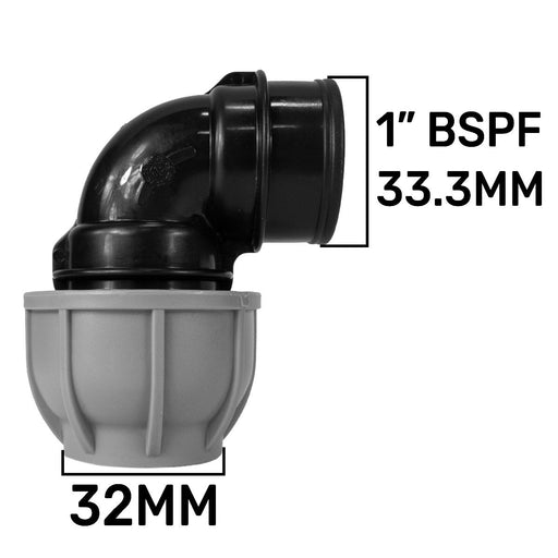 MDPE Elbow 32mm - 1" BSPF - Hardware > Plumbing Tech Hose & Fittings