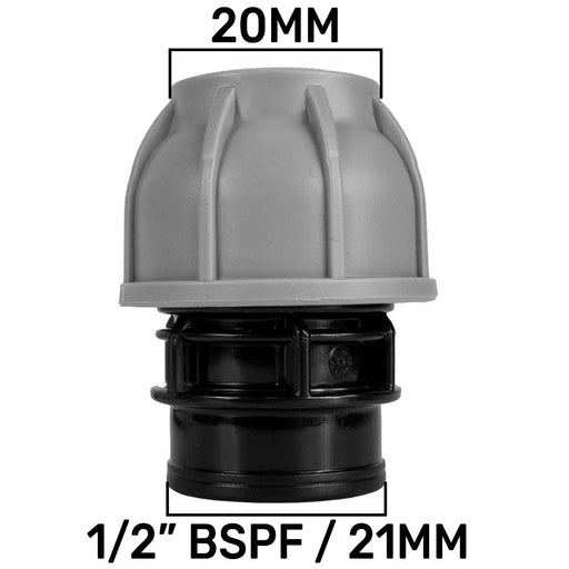 MDPE Straight Joiner 20mm - 1/2" BSPF - Hardware > Plumbing Tech Hose & Fittings