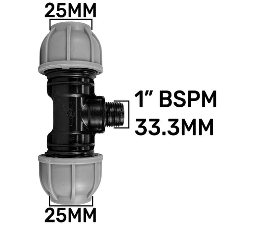 IBC 2” S60X6 – 1" BSPF Extender Adaptor with MDPE Tee 25mm - Hardware > Plumbing > Plumbing Fittings & Supports > Pipe Connectors