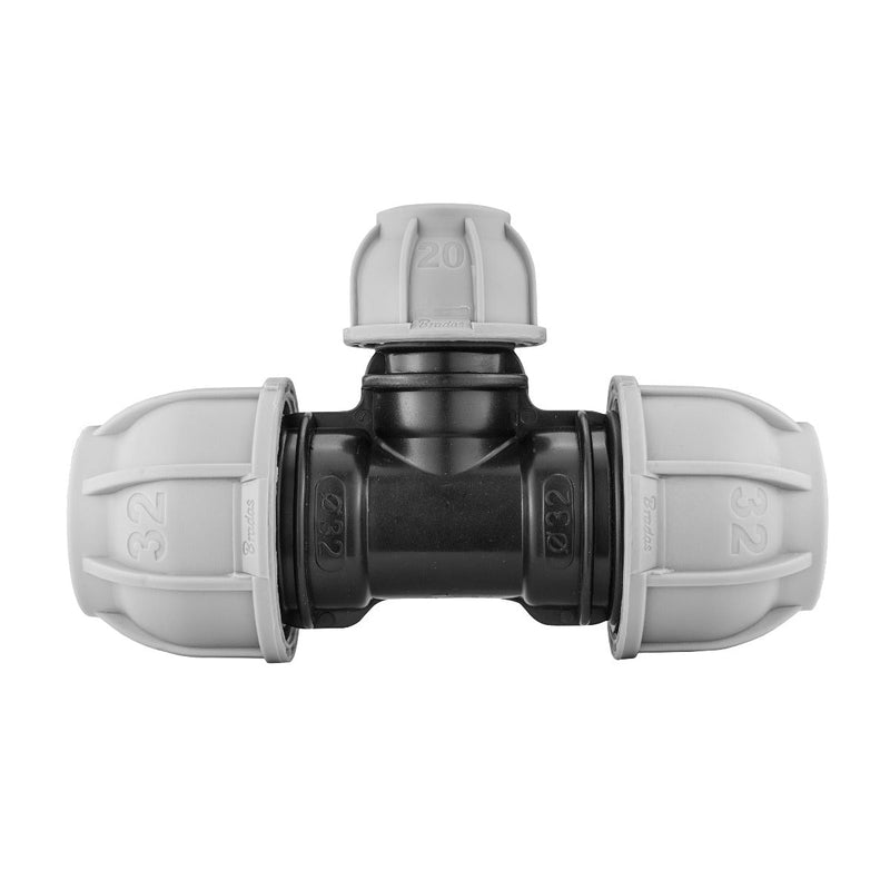 MDPE Tee Reducing 32mm - 20mm - 32mm - Hardware > Plumbing Tech Hose & Fittings