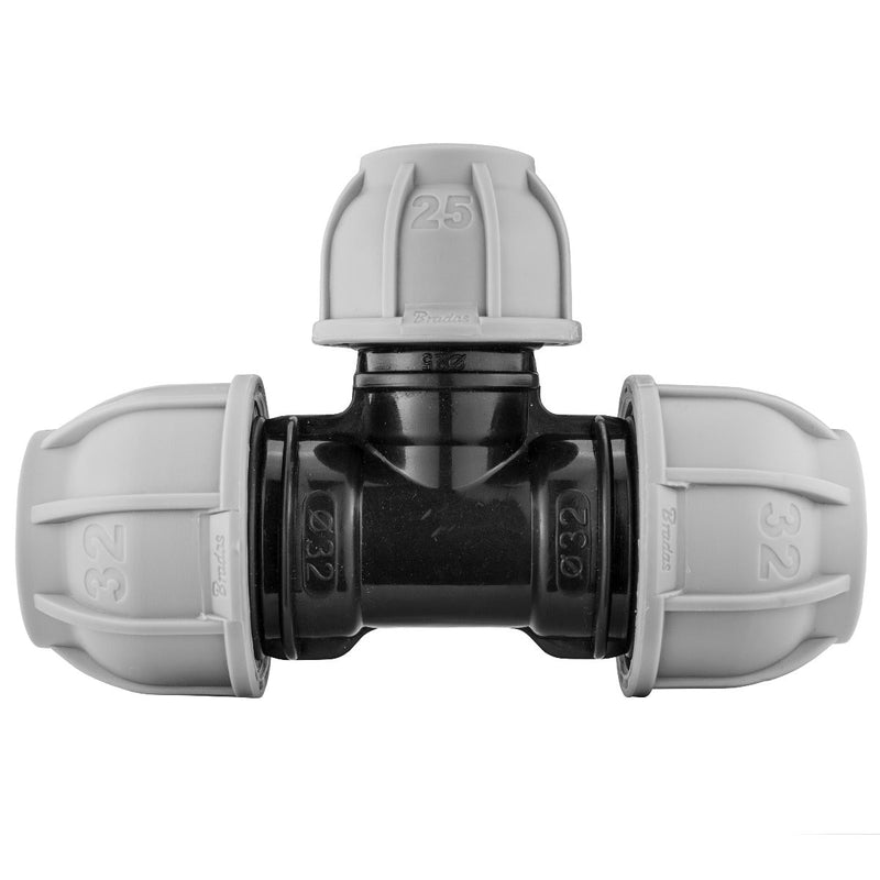 MDPE Tee Reducing 32mm - 25mm - 32mm - Hardware > Plumbing Tech Hose & Fittings