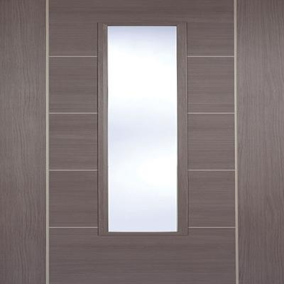 Vancouver Medium Grey Laminated 1 Glazed Clear Light Panel Interior Door - All Sizes - Doors