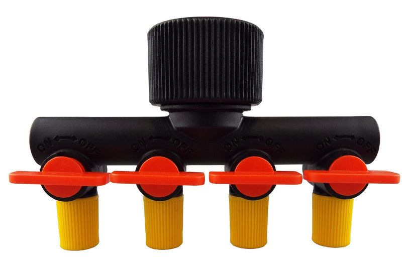 4-Way Manifold with Valves for Micro Irrigation Tube - Home & Garden > Lawn & Garden > Watering & Irrigation > Garden Hose Fittings & Valves > Garden Hose Fittings Garden watering
