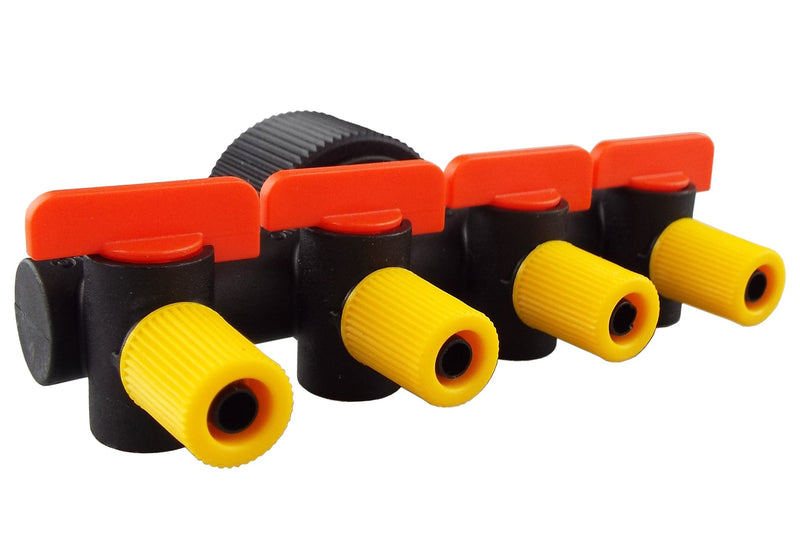4-Way Manifold with Valves for Micro Irrigation Tube - Home & Garden > Lawn & Garden > Watering & Irrigation > Garden Hose Fittings & Valves > Garden Hose Fittings Garden watering