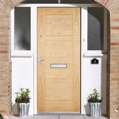 Modica Oak Unfinished 4 Panel External Door - 2032mm x 813mm -