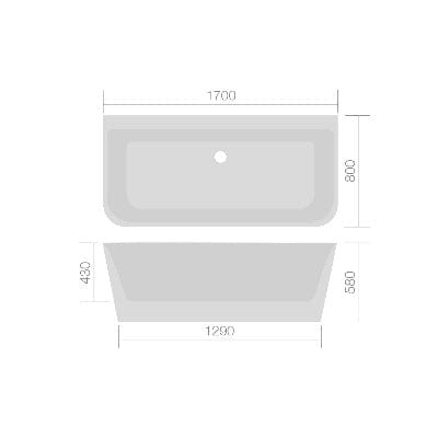Mono Back to Wall Luxury Freestanding Bath - 1700mm x 800mm - Bathrooms