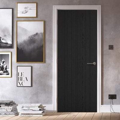 Tres Montreal Black Ash Pre-Finished Laminate Interior Fire Door FD30 - All Sizes - Doors