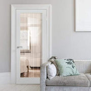 Moulded Textured Vertical White Primed 1 Glazed Clear With Frosted Lines Light Panel - All Sizes - Doors