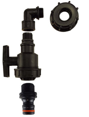 IBC 2” S60X6 Cap with Elbow Fitting, Large Plastic Valve and Male Quick Connector - Home & Garden > Lawn & Garden