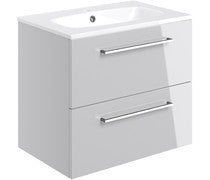 Nico 610mm Wall Hung 2 Drawer Basin Unit & Basin -