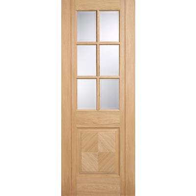 Barcelona 6 Light Clear Bevelled Glass Pre-Finished Oak Internal Door - All Sizes - Doors